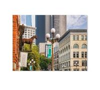 Quartier Historique Pioneer Square à Seattle，1000 Pièces Puzzle en Papier Créatif Difficile Grand Puzzle Éducatif Anti-Stress Jouets pour Adultes Enfants Cadeau De Divertissement（50x70cm）-Z17