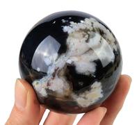 Quartz Black Agate Ball Crystal Ball Stone Sphere eng Shui Crystal Display Sphere Ornaments for Photography Gazing Divination Fortune,5-5.5cm