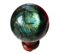 Quartz Crystal Ball Dream Labradorite Gemstone Ball Sphere Crystal Display Sculpture Home Decor Crafts for Friends Men Women Gift,100mm/3.9in