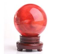 Quartz Crystal Ball Red Sphere Smelting Stone Home Decoration Melting Gemstone for +Base,15cm/5.9in