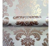 Quartz Damas Papier Peint Doré Rose - Fine Decor FD42204 Paillette Métallique