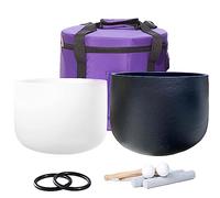 Quartz dépoli coloré, Ensemble de bols chantants en cristal Yin Yang, 2 pièces, noir et blanc, 8 pouces 10 for le Yoga