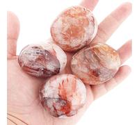 Quartz Hématoïde Pierre de paume-4 pièces Pierre de Quartz Quartz Hématoïde,Pierres Thérapeutiques, pierre d'inquiétude, Paquet cadeau