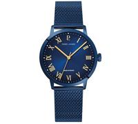 Montre homme - Interval 256G469 - Quartz - Cadran soleillé bleu - Bracelet acier milanais bleu - Fabriquée en France