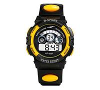 Quartz Montre Poignet garçon Date LED Sport Alarme numérique Hommes Montre de Sport Support Montre Connectée (Yellow, One Size)