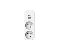 Quarx Biplite 2P+T16A + 2USB Bi ton blanc