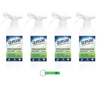 Quasar Profumatore Multiuso Tropical Lot de 4 désodorisants polyvalents Parfum longue durée, nettoie et dépoussière 500 ml + porte-clés Beni Culinari