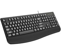 QUASIO Clavier ergonomique à grand imprimé avec repose-poignet, clavier d'ordinateur filaire et silencieux, touches surdimensionnées, 4 fois plus grand, facile à voir et à taper pour ordinateur