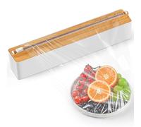 Quasziwa Derouleur Film Alimentaire avec Coupeur - Magnétique et Murale sans Percer, Distributeur Papier Aluminium et Film - Organisateur de Cuisine Gain de Place - INCL. Rouleau 100m, Style Bambou