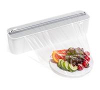 Quasziwa Derouleur Film Alimentaire avec Coupeur - Organisateur de Cuisine Magnétique et Adhésif sans Percer, Distributeur Papier Aluminium et Film - Gain de Place pour Rouleaux Jusqu'à 300m, Blanc