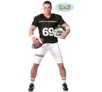 FIESTAS GUIRCA | Costume de Quarterback Adulte (52-54/L) - T-shirt et Pantalon pour Fêtes Sportives et Célébrations - Idéal pour Halloween, Carnaval et Fêtes Costumées - Noir et Blanc