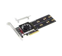 Quatre adaptateurs NVMe avec technologie de commutateurs PCIe3.0 en aluminium, dissipateur thermique double profil, systèmes de reconnaissance en métal, carte d'extension PCIe pour stations de travail