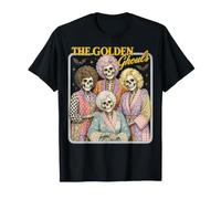Quatre Amis squelettes rétro dans Un Portrait de Groupe d'halloween T-Shirt