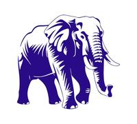 quatre cliparts d'éléphants d'Afrique Stickers lettrage 67.2x73.6cm Peinture murale artistique Bleu foncé