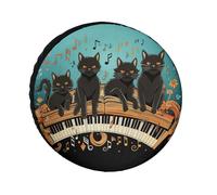 Quatre crics noirs allongés sur le piano Housse de pneu de rechange pour clavier résistant aux intempéries, diamètre de pneu de 61 à 96 cm, protections de roue universelles