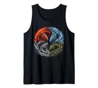 Quatre éléments Dragons Yin Yang Feu Eau Terre Air Cadeaux Débardeur