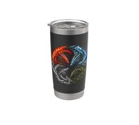 Quatre éléments Dragons Yin Yang Feu Eau Terre Air Cadeaux Gobelet isotherme en acier inoxydable double paroi