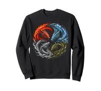 Quatre éléments Dragons Yin Yang Feu Eau Terre Air Cadeaux Sweatshirt