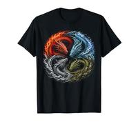 Quatre éléments Dragons Yin Yang Feu Eau Terre Air Cadeaux T-Shirt