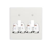Quatre fantômes mignons marchant dans une ligne Double Gang Plaque murale Interrupteur Décor Taille standard - 11,4 x 11,4 cm