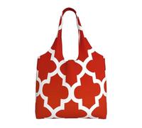 Quatre-feuilles rouge foncé et blanc,Sacs fourre-tout réutilisables, sacs d'épicerie, sac à bandoulière en toile de grande capacité