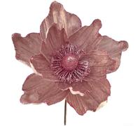 Quatre fleurs de Noël artificielles en soie pour décorations de fête, vitrines et décorations festives en plein air avec motifs à paillettes (rose)