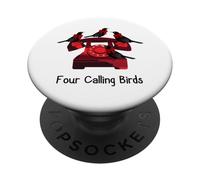 Quatre Oiseaux Qui appellent drôles Douze Jours de Noël PopSockets PopGrip Adhésif