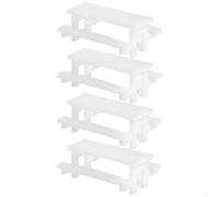 Quatre petits bancs pour maison de poupée offrant une apparence réaliste et une intégration homogène dans les mondes (blanc)