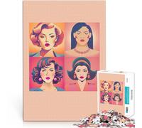 Quatre Portraits de Femmes Puzzles 1000 pièces pour Adolescents Jeu de Quiz avec des pièces de Formes aléatoires entièrement imbriquées 38x26cm
