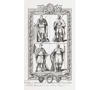 Quatre rois d'Angleterre avant la conquête normande Ethelbald Ethelbert Ethelred I et Alfred. Gravure de la nouvelle histoire impartiale et complète de l'Angleterre par Edward Barnard publié à Londres