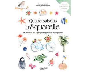 Quatre saisons d'aquarelle 60 modèles pas à pas pour apprendre et progresser - Nolwenn Cabioch - Mango - relié - Guide