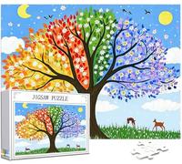 Quatre Saisons Puzzle 1000 Pièces Adultes, Grand Bois Puzzle Arbre Motif Désign, 75x50cm Jigsaw Bricolage Artisanat 14 Ans Activité Familiale Cadeau pour Decoration Murale Maison Chambre, Model116