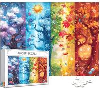 Quatre Saisons Puzzle 1500 Pièces Adultes, Grand Bois Puzzle Paysage Motif Désign, 87x57cm Jigsaw Bricolage Artisanat 14 Ans Activité Familiale avec Emballage Cadeau pour Decoration Murale, Model155