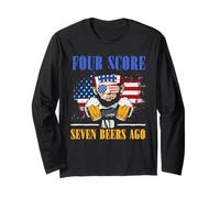 Quatre score et 7 bières il y a 4 juillet Funny Lincoln Manche Longue