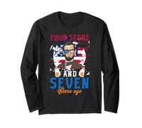 Quatre score et 7 bières il y a 4 juillet Funny Lincoln Manche Longue