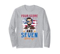 Quatre score et 7 bières il y a 4 juillet Funny Lincoln Manche Longue