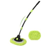 Quatre Sections 15° Brosse Lavage Voiture 51,6" 131 cm avec Alliage D’Aluminium Télescopique Poignée Longue Plus Dense Chenille Microfibre Détail Vadrouille de Lavage pour Intérieur Extérieur Voiture