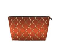 Quatrefoil d'or sur Orange Brûlé, Trousse de Maquillage Trousse à cosmétiques Trousse de Toilette de Voyage Portable Pochette de Toilette