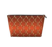 Quatrefoil d'or sur Orange Brûlé, Trousse de Toilette Trousse de Maquillage Sac à cosmétiques Trousse de Toilette de Voyage Portable