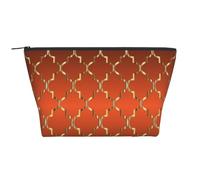 Quatrefoil d'or sur Orange Brûlé, Trousse de Toilette Trousse de Maquillage Sac à cosmétiques Trousse de Toilette de Voyage Portable