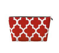 Quatrefoil Rouge Foncé Et Blanc, Trousse de Maquillage Trousse à cosmétiques Trousse de Toilette de Voyage Portable Pochette de Toilette
