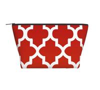 Quatrefoil Rouge Foncé Et Blanc, Trousse de Toilette Trousse de Maquillage Sac à cosmétiques Trousse de Toilette de Voyage Portable