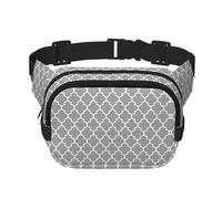 Quatrefoil Sac banane unisexe carré double couche Motif imprimé Gris, noir, One Size