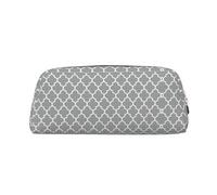 Quatrefoil Trousse à crayons en cuir avec impression grise élégante et pratique pour les étudiants, parfaite pour le bureau et l'école, doré, Taille unique, Trousse de maquillage