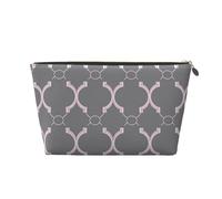 Quatrefoil Trousse de toilette de voyage en cuir PVC avec fermetures éclair dorées, organiseur étanche pour maquillage, articles de toilette et essentiels Gris, doré, Taille unique, Trousse de