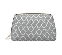 Quatrefoil Trousse de toilette en cuir gris pour femme, doré, Taille unique, Trousse de toilette