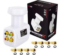 Quattro Lnb White Sat Multi-Abonné Pour Un Fonctionnement Multi-Interrupteurs Convertisseur De Signal Tv Satellite Dvb-S2 Hd 4K Avec Prise F 8X Avec Bague D'Étanchéité