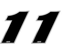 Quattroerre 13001 Nombre de Course 1 Grand, Noir et Chromé, 100 x 130 mm (Lot de 2)