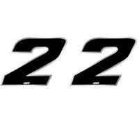 Quattroerre 13002 Nombre de Course 2 Grand, Noir et Chromé, 100 x 130 mm (Lot de 2)