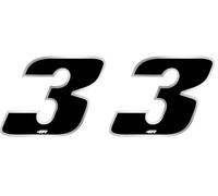 Quattroerre 13003 Nombre de Course 3 Grand, Noir et Chromé, 100 x 130 mm (Lot de 2)